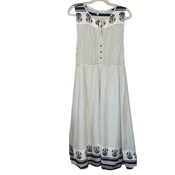 Lucky Brand blue and white polka dot sleeveless maxi‎ dress. Size L - Picture 1 of 12